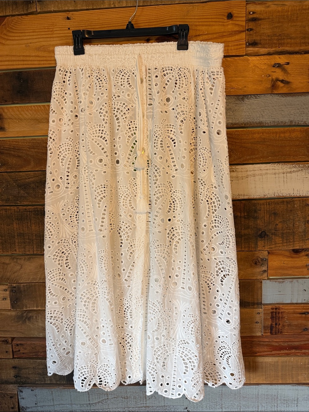 NWT FARM Rio Laise Palm Tree Eyelet Cotton Midi Skirt - Picture 2 of 5